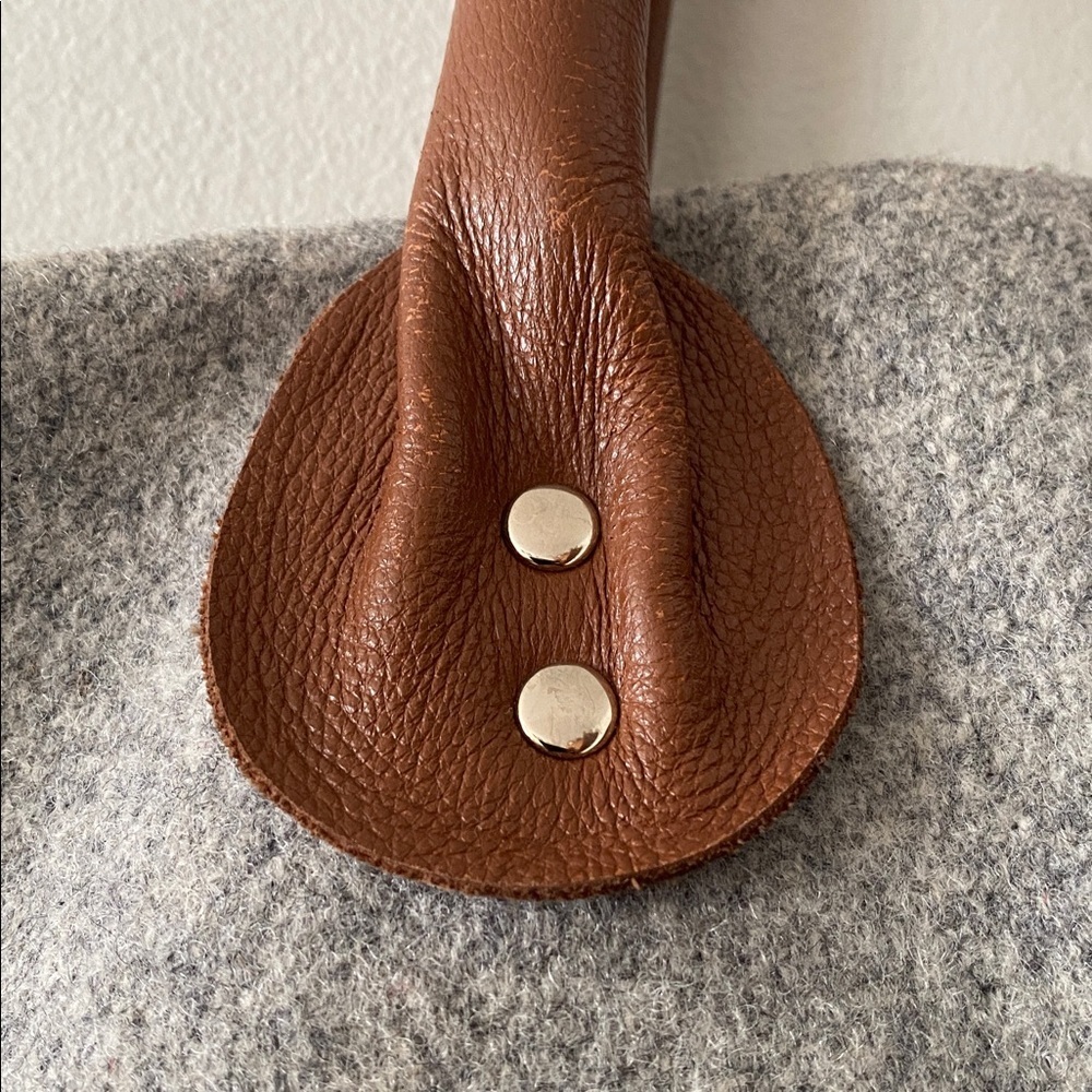 Handmade Wool & Linen Mercantile Artisan Leather Strap large Purse Tote - Picture 4 of 17